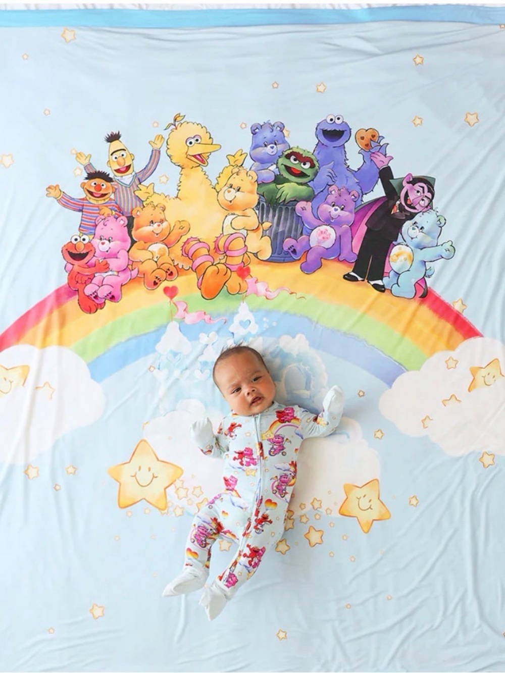 Posh Peanut Light Blue Rainbow Sesame Street Baby Blanket